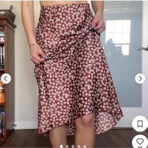 Abercrombie & Fitch Brown Floral Midi Skirt